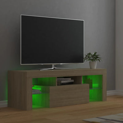 TV-taso LED-valoilla Sonoma-tammi 120x35x40 cm