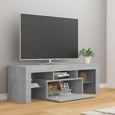 TV-taso LED-valoilla betoninharmaa 120x35x40 cm