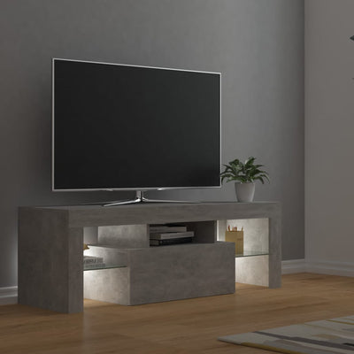 TV-taso LED-valoilla betoninharmaa 120x35x40 cm