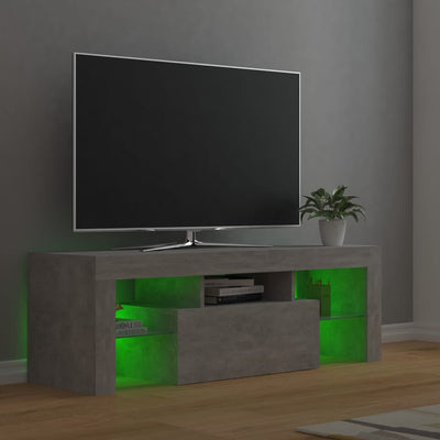 TV-taso LED-valoilla betoninharmaa 120x35x40 cm