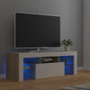 TV-taso LED-valoilla valkoinen ja Sonoma-tammi 120x35x40 cm