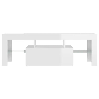 TV-taso LED-valoilla korkeakiilto valkoinen 120x35x40 cm