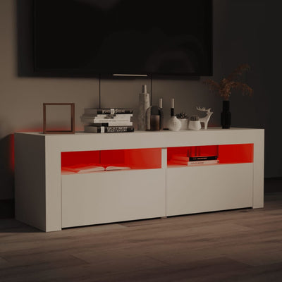 TV-taso LED-valoilla valkoinen 120x35x40 cm