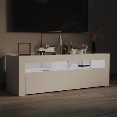 TV-taso LED-valoilla valkoinen 120x35x40 cm
