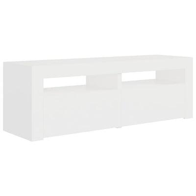 TV-taso LED-valoilla valkoinen 120x35x40 cm