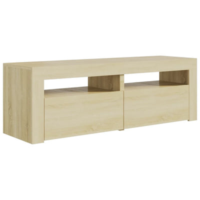 TV-taso LED-valoilla Sonoma-tammi 120x35x40 cm