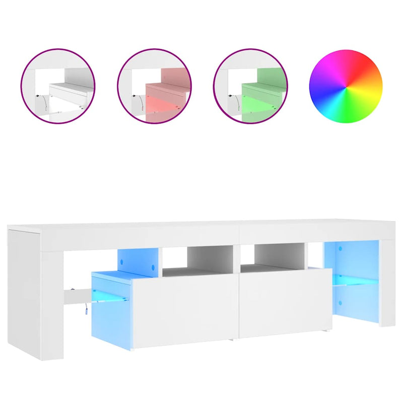 Valkoinen tv-taso led-valoilla Grozdana 140x36,5x40cm