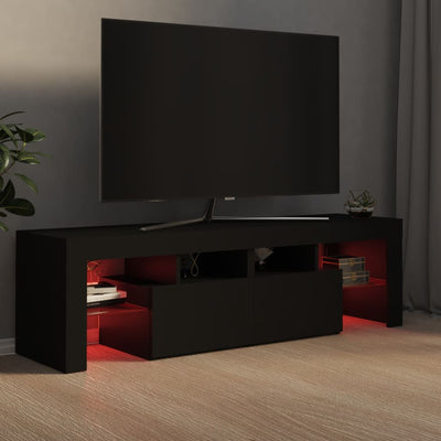 TV-taso LED-valoilla musta 140x36,5x40 cm