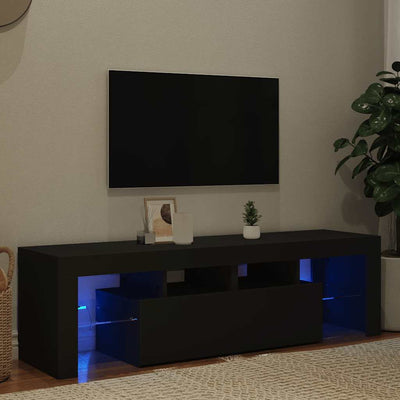 Musta tv-taso led-valoilla Grozdana 140x36,5x40cm