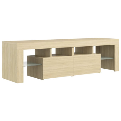 TV-taso LED-valoilla Sonoma-tammi 140x36,5x40 cm