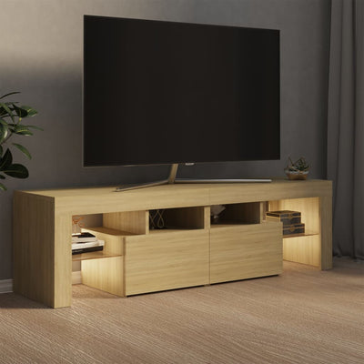 TV-taso LED-valoilla Sonoma-tammi 140x36,5x40 cm