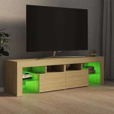 TV-taso LED-valoilla Sonoma-tammi 140x36,5x40 cm