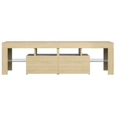 TV-taso LED-valoilla Sonoma-tammi 140x36,5x40 cm