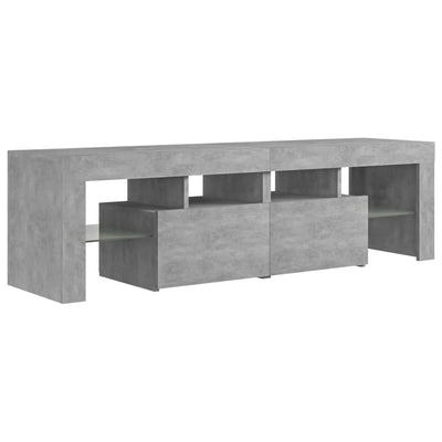 TV-taso LED-valoilla betoninharmaa 140x36,5x40 cm