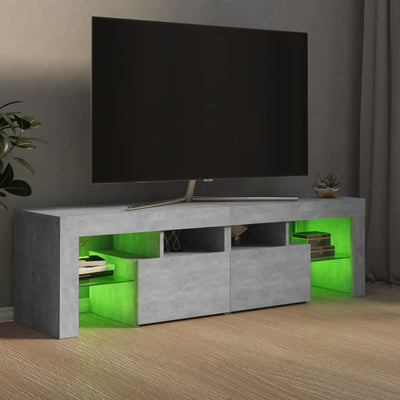 TV-taso LED-valoilla betoninharmaa 140x36,5x40 cm