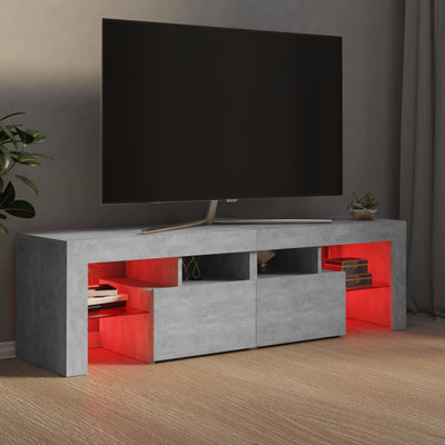 TV-taso LED-valoilla betoninharmaa 140x36,5x40 cm