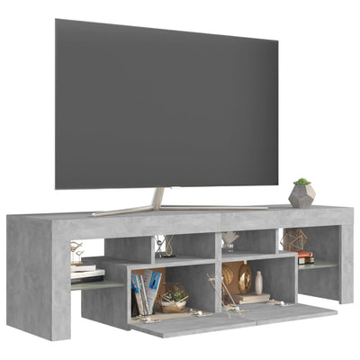 TV-taso LED-valoilla betoninharmaa 140x36,5x40 cm