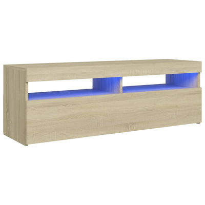 TV-taso LED-valoilla Sonoma-tammi 120x35x40 cm