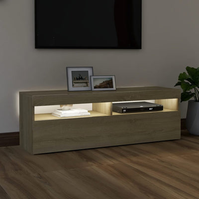 TV-taso LED-valoilla Sonoma-tammi 120x35x40 cm