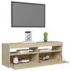 TV-taso LED-valoilla Sonoma-tammi 120x35x40 cm