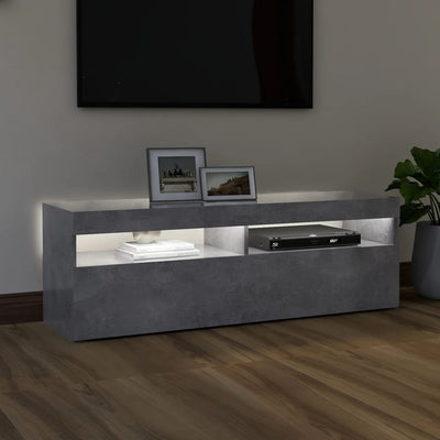 TV-taso LED-valoilla betoninharmaa 120x35x40 cm