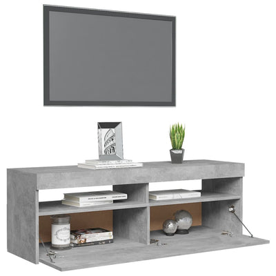 TV-taso LED-valoilla betoninharmaa 120x35x40 cm