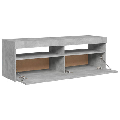 TV-taso LED-valoilla betoninharmaa 120x35x40 cm