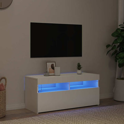 Valkoinen tv-taso led-valoilla Noela 90x35x40cm