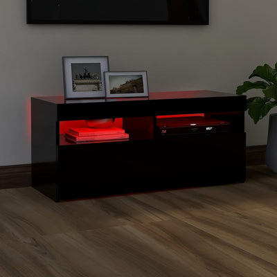 TV-taso LED-valoilla musta 90x35x40 cm