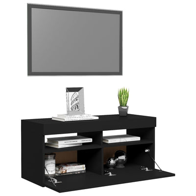 TV-taso LED-valoilla musta 90x35x40 cm