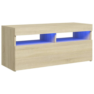 TV-taso LED-valoilla Sonoma-tammi 90x35x40 cm
