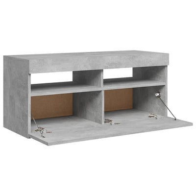TV-taso LED-valoilla betoninharmaa 90x35x40 cm