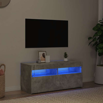Betoninharmaa tv-taso led-valoilla Noela 90x35x40cm