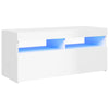 TV-taso LED-valoilla korkeakiilto valkoinen 90x35x40 cm