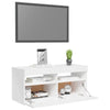TV-taso LED-valoilla korkeakiilto valkoinen 90x35x40 cm