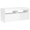 TV-taso LED-valoilla korkeakiilto valkoinen 90x35x40 cm