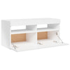 TV-taso LED-valoilla korkeakiilto valkoinen 90x35x40 cm