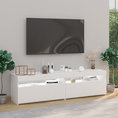 TV-tasot 2 kpl LED-valoilla valkoinen 75x35x40 cm