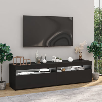 TV-tasot 2 kpl LED-valoilla musta 75x35x40 cm