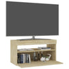 TV-taso LED-valoilla Sonoma-tammi 75x35x40 cm