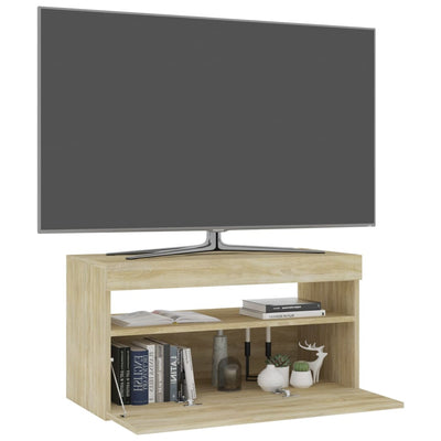 TV-taso LED-valoilla Sonoma-tammi 75x35x40 cm
