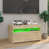 TV-taso LED-valoilla Sonoma-tammi 75x35x40 cm
