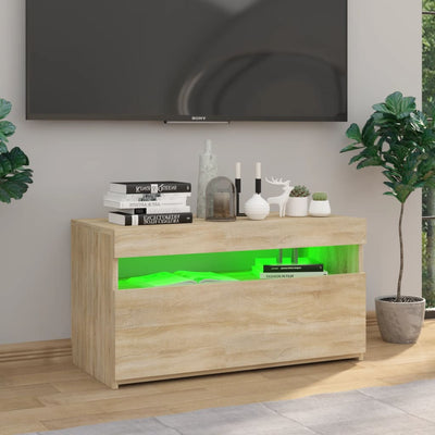 TV-taso LED-valoilla Sonoma-tammi 75x35x40 cm