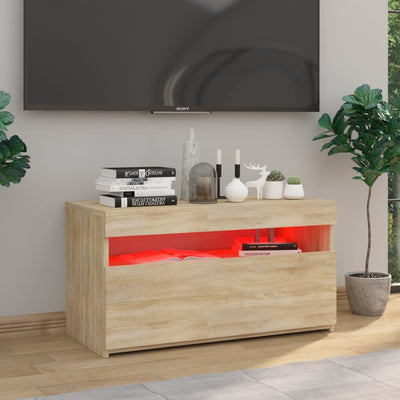 TV-taso LED-valoilla Sonoma-tammi 75x35x40 cm
