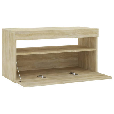 TV-taso LED-valoilla Sonoma-tammi 75x35x40 cm
