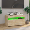TV-taso LED-valoilla Sonoma-tammi 75x35x40 cm