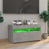 TV-taso LED-valoilla betoninharmaa 75x35x40 cm