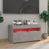 TV-taso LED-valoilla betoninharmaa 75x35x40 cm