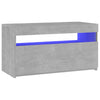 TV-taso LED-valoilla betoninharmaa 75x35x40 cm