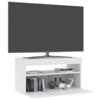 TV-taso LED-valoilla korkeakiilto valkoinen 75x35x40 cm